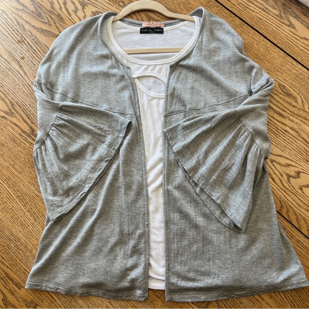 Gibson Latimer Heather Gray Open-Front Cardigan - Size M/L